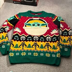 Green Festive Merchoid Men’s Grogu Sweater